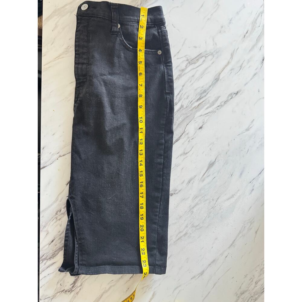 Banana Republic Womens Black Denim Midi Skirt Middle Split SIZE 6 Grunge Punk - Picture 4 of 6